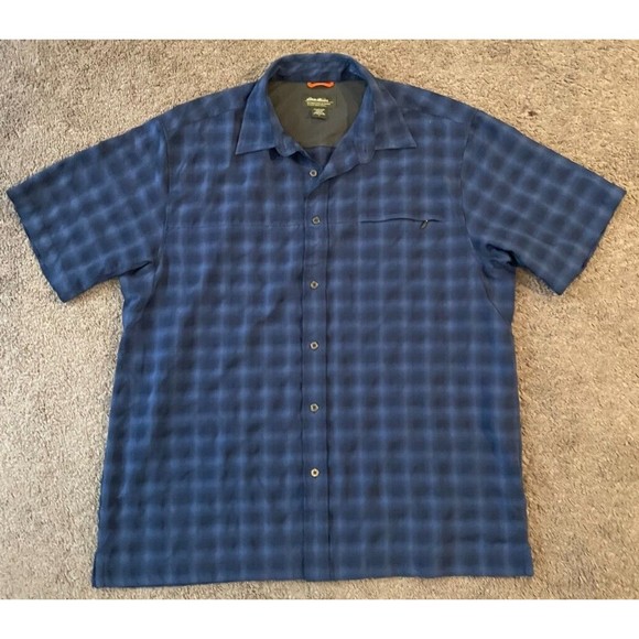 Men's Eddie Bauer Outdoor Plaid Short Sleeve Button Shirt Lot (2) Large - Picture 2 of 12